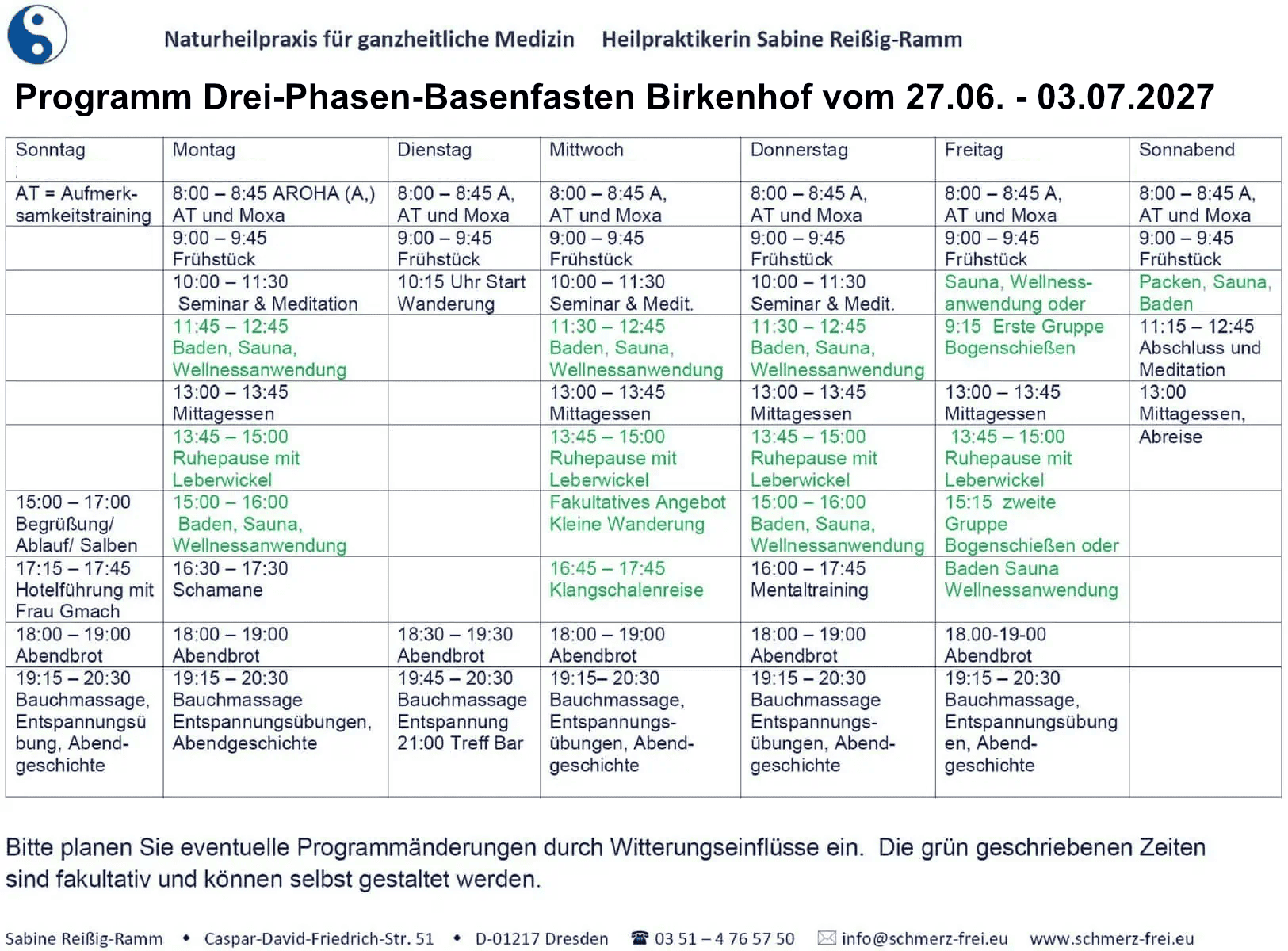 Programm Basenfasten